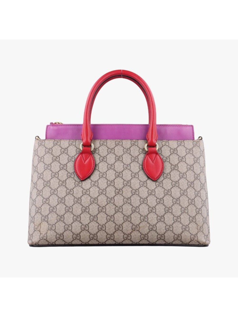 Gucci GG Supreme Beige Pink Red Leather